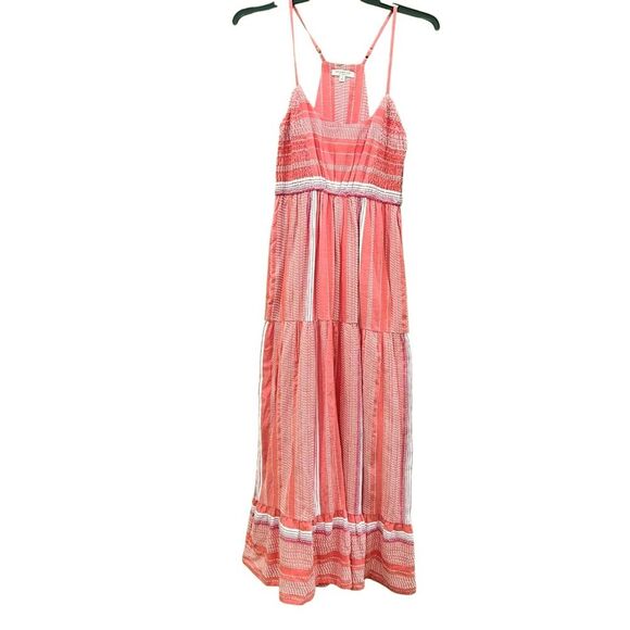 Liverpool LA Tiered Summer Maxi Dress Racerback Cotton Stripe Coral XS NWT - Picture 5 of 16